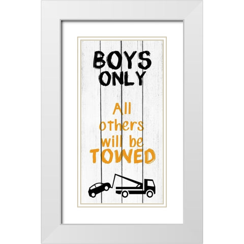 Boys Only White Modern Wood Framed Art Print with Double Matting by Kimberly, Allen