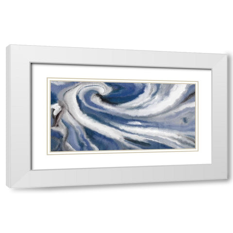 Indigo Swirl White Modern Wood Framed Art Print with Double Matting by Kimberly, Allen