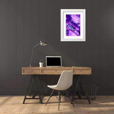 Violet Streams White Modern Wood Framed Art Print with Double Matting by Kimberly, Allen