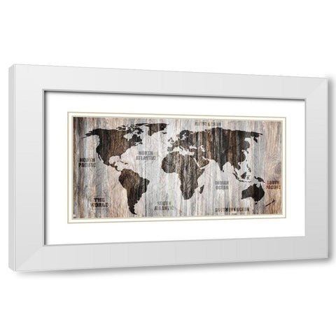 The World v1 White Modern Wood Framed Art Print with Double Matting by Kimberly, Allen