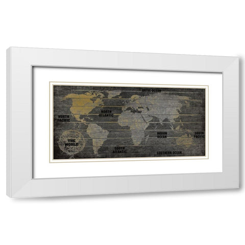 The World v2 White Modern Wood Framed Art Print with Double Matting by Kimberly, Allen