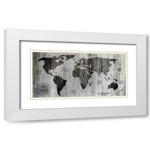 The World v3 White Modern Wood Framed Art Print with Double Matting by Kimberly, Allen