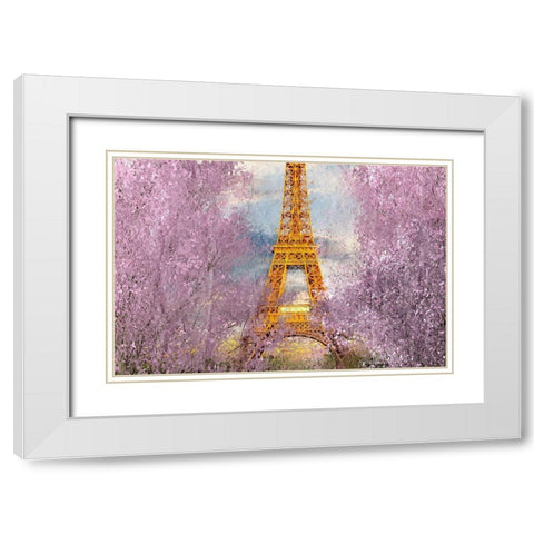 Paris in Bloom White Modern Wood Framed Art Print with Double Matting by Kimberly, Allen