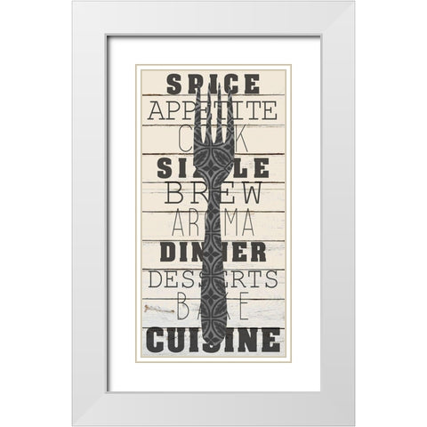 Cutlery 1 White Modern Wood Framed Art Print with Double Matting by Kimberly, Allen
