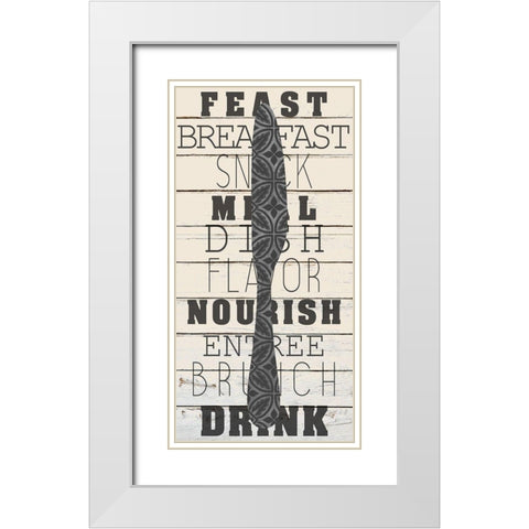 Cutlery 3 White Modern Wood Framed Art Print with Double Matting by Kimberly, Allen