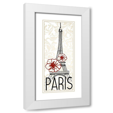 I Love Paris 1 White Modern Wood Framed Art Print with Double Matting by Kimberly, Allen