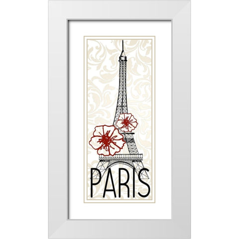 I Love Paris 1 White Modern Wood Framed Art Print with Double Matting by Kimberly, Allen