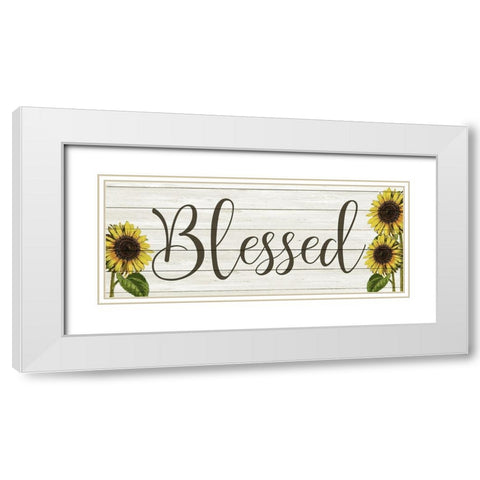 Sunflower Blessed White Modern Wood Framed Art Print with Double Matting by Kimberly, Allen