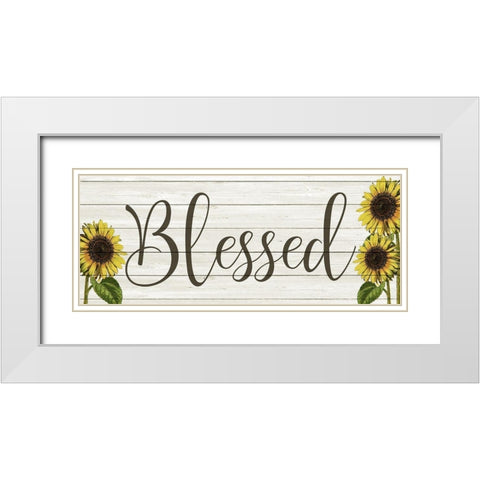 Sunflower Blessed White Modern Wood Framed Art Print with Double Matting by Kimberly, Allen