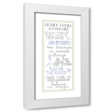 Mermaid Advice  White Modern Wood Framed Art Print with Double Matting by Kimberly, Allen