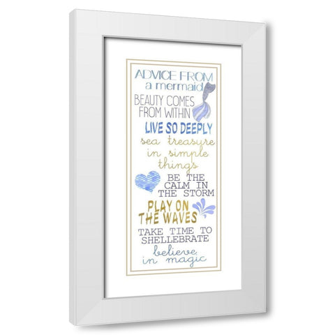 Mermaid Advice v2 White Modern Wood Framed Art Print with Double Matting by Kimberly, Allen