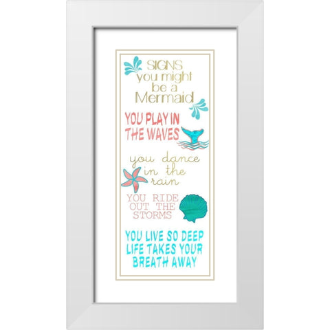 Mermaid Signs v3 White Modern Wood Framed Art Print with Double Matting by Kimberly, Allen
