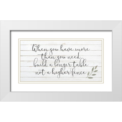 More Than You Need White Modern Wood Framed Art Print with Double Matting by Kimberly, Allen