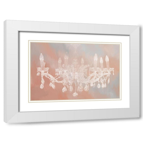Blush Chandelier White Modern Wood Framed Art Print with Double Matting by Kimberly, Allen