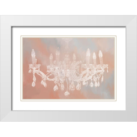 Blush Chandelier White Modern Wood Framed Art Print with Double Matting by Kimberly, Allen