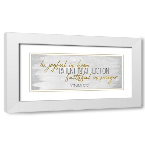 Be Joyful White Modern Wood Framed Art Print with Double Matting by Kimberly, Allen