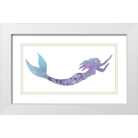Mermaid Swimming White Modern Wood Framed Art Print with Double Matting by Kimberly, Allen