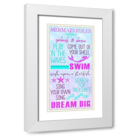 Mermaid Rules Panel White Modern Wood Framed Art Print with Double Matting by Kimberly, Allen