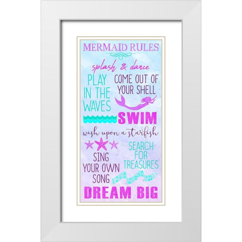 Mermaid Rules Panel White Modern Wood Framed Art Print with Double Matting by Kimberly, Allen