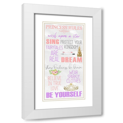 Princess Rules Panel White Modern Wood Framed Art Print with Double Matting by Kimberly, Allen