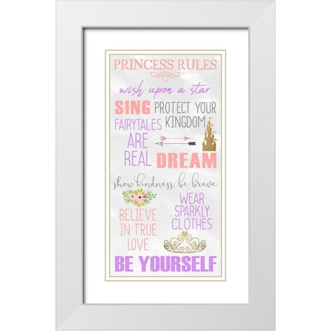 Princess Rules Panel White Modern Wood Framed Art Print with Double Matting by Kimberly, Allen