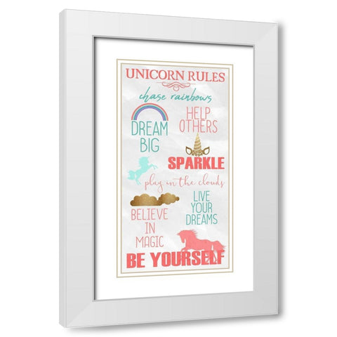 Unicorn Rules Panel White Modern Wood Framed Art Print with Double Matting by Kimberly, Allen