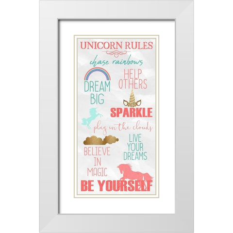 Unicorn Rules Panel White Modern Wood Framed Art Print with Double Matting by Kimberly, Allen