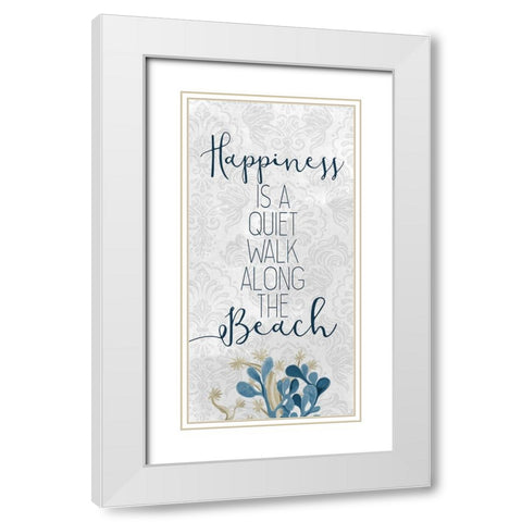 Happiness Beach 1 White Modern Wood Framed Art Print with Double Matting by Kimberly, Allen