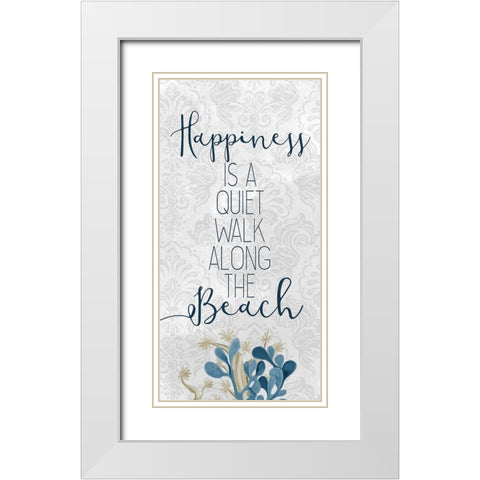Happiness Beach 1 White Modern Wood Framed Art Print with Double Matting by Kimberly, Allen