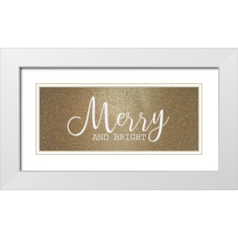 Merry and Bright Gold White Modern Wood Framed Art Print with Double Matting by Kimberly, Allen