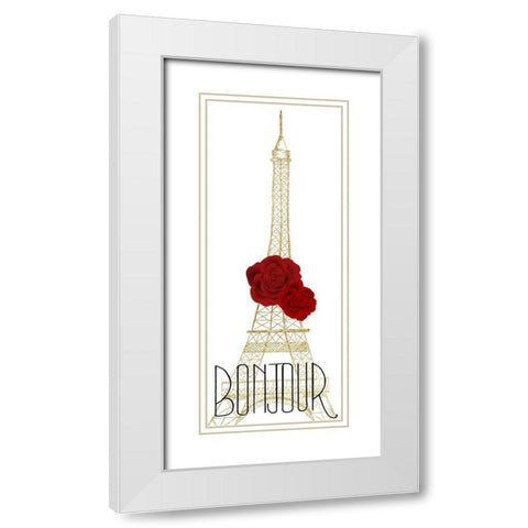 Love Paris 1 White Modern Wood Framed Art Print with Double Matting by Kimberly, Allen