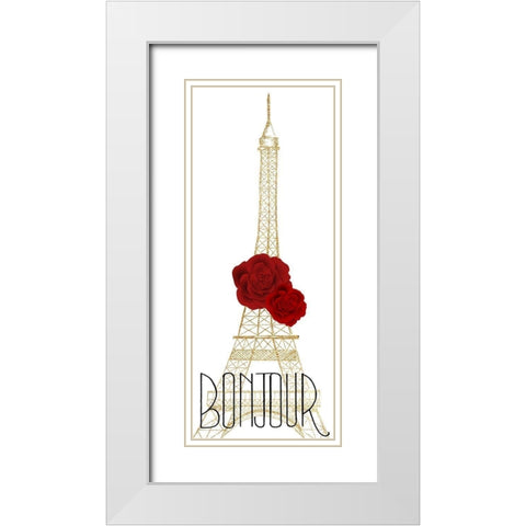Love Paris 1 White Modern Wood Framed Art Print with Double Matting by Kimberly, Allen