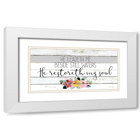 He Leadeth Me White Modern Wood Framed Art Print with Double Matting by Kimberly, Allen