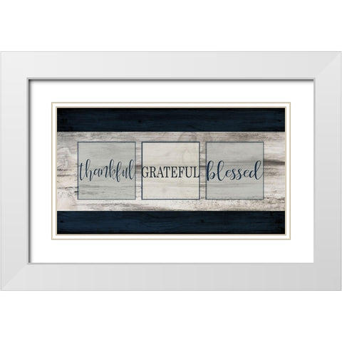 Thankful Grateful Blessed Plank White Modern Wood Framed Art Print with Double Matting by Kimberly, Allen