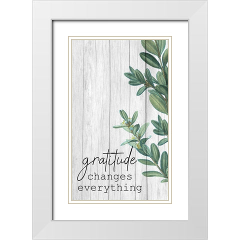 Gratitude White Modern Wood Framed Art Print with Double Matting by Kimberly, Allen