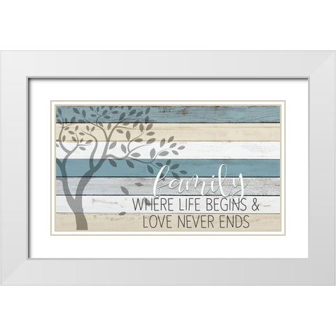 Family Where Life Begins White Modern Wood Framed Art Print with Double Matting by Kimberly, Allen