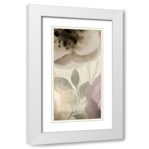 Simplicity Floral Panel B White Modern Wood Framed Art Print with Double Matting by Kimberly, Allen