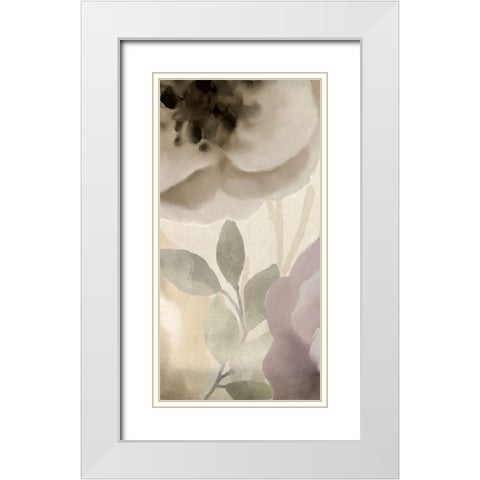 Simplicity Floral Panel B White Modern Wood Framed Art Print with Double Matting by Kimberly, Allen