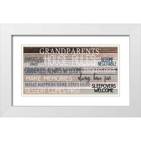 Grandparents House Rules White Modern Wood Framed Art Print with Double Matting by Allen, Kimberly
