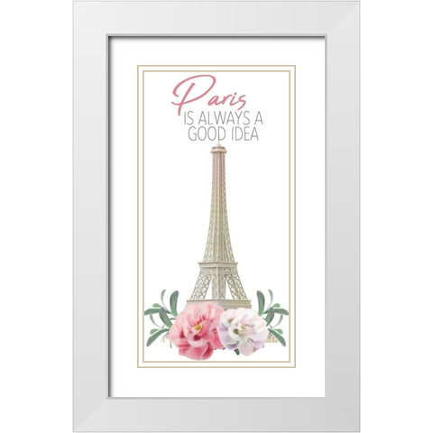 Always Paris 1 White Modern Wood Framed Art Print with Double Matting by Allen, Kimberly