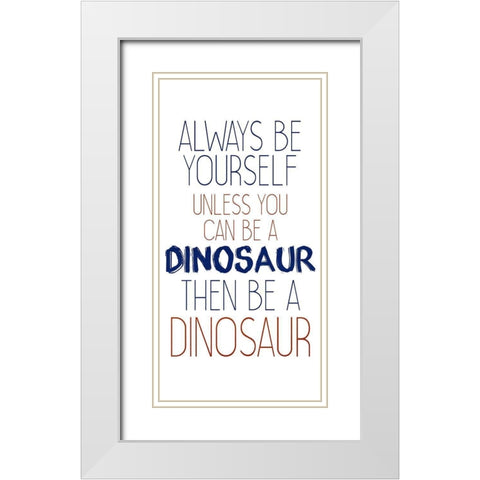Brave Dino 5 White Modern Wood Framed Art Print with Double Matting by Allen, Kimberly