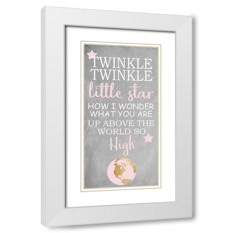 Twinkle Twinkle 1 V2 White Modern Wood Framed Art Print with Double Matting by Allen, Kimberly
