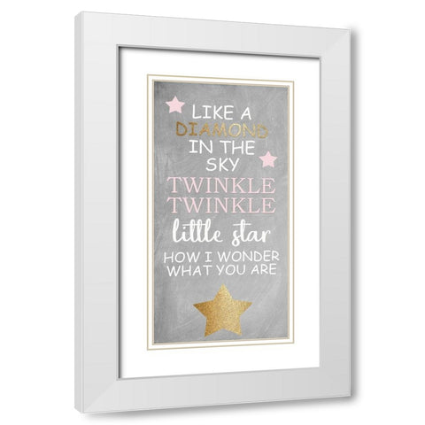 Twinkle Twinkle 6 V2 White Modern Wood Framed Art Print with Double Matting by Allen, Kimberly