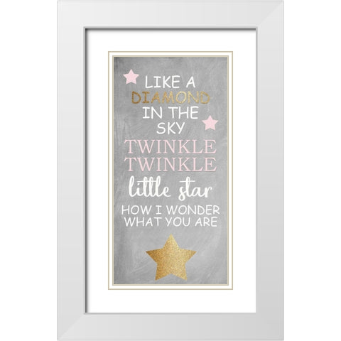 Twinkle Twinkle 6 V2 White Modern Wood Framed Art Print with Double Matting by Allen, Kimberly