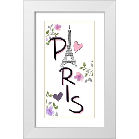 In Paris 1 White Modern Wood Framed Art Print with Double Matting by Allen, Kimberly