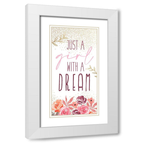 Just a Girl 1 V2 White Modern Wood Framed Art Print with Double Matting by Allen, Kimberly
