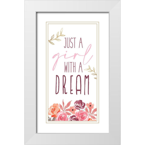 Just a Girl 1 White Modern Wood Framed Art Print with Double Matting by Allen, Kimberly