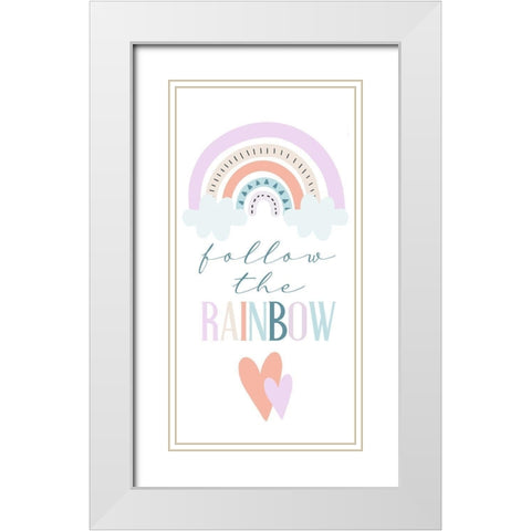 Follow the Rainbow 1 White Modern Wood Framed Art Print with Double Matting by Allen, Kimberly