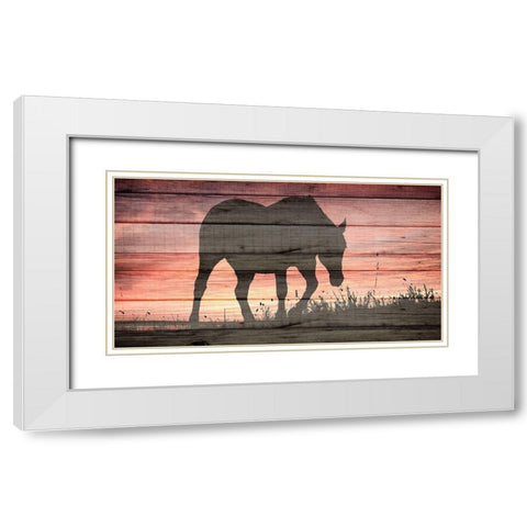 Horse Sunset White Modern Wood Framed Art Print with Double Matting by Allen, Kimberly
