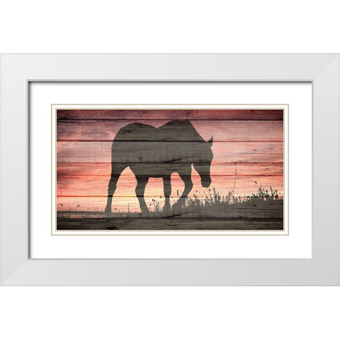 Horse Sunset White Modern Wood Framed Art Print with Double Matting by Allen, Kimberly